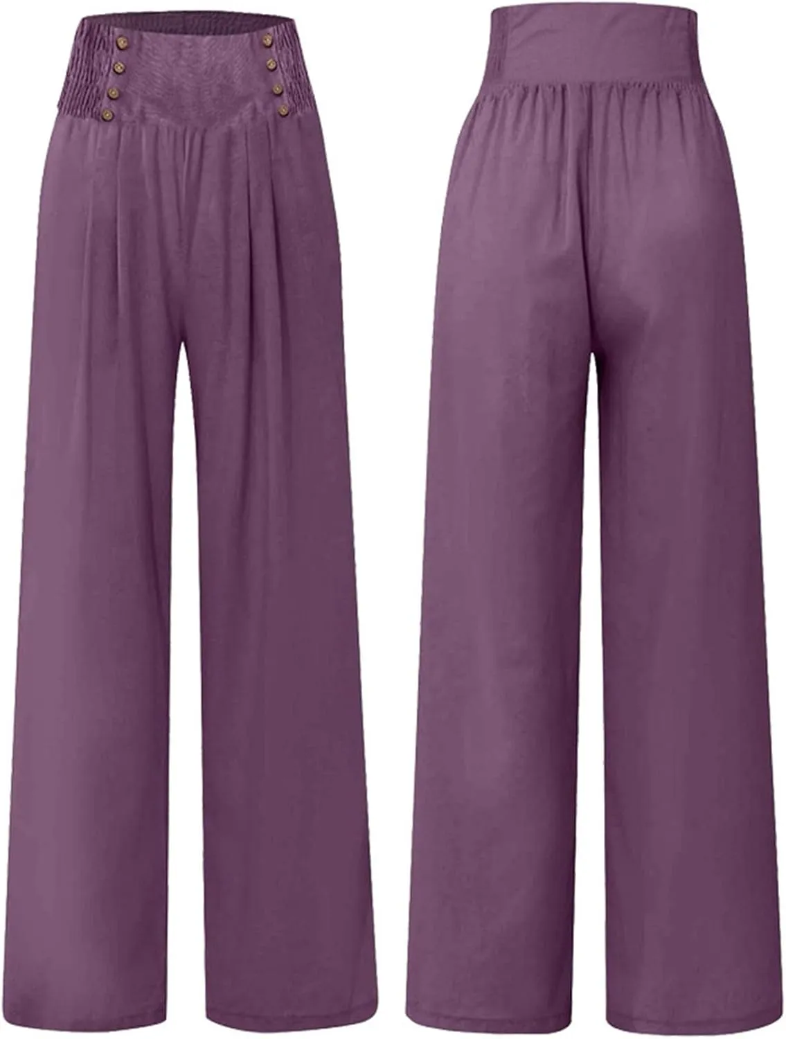 Flowy Pants for Women Wide Leg Beach Trousers Casual Summer Loose Fit Cotton Linen Yoga Palazzo Pants with Pockets