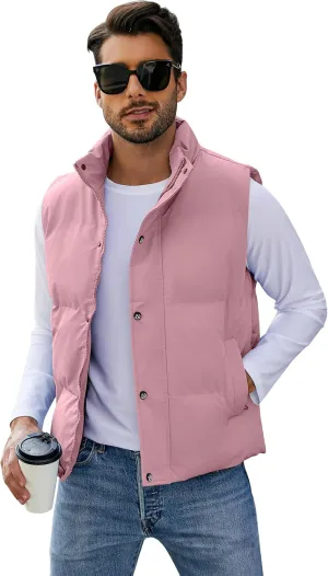 Flygo Mens Puffer Vest Winter Padded Vests Lightweight Stand Collar Sleeveless Jacket Outerwear