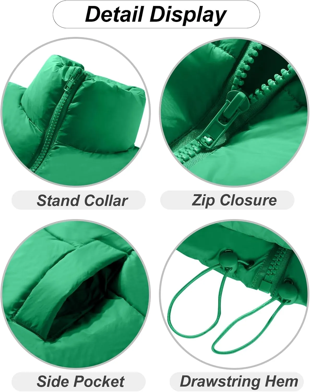 Flygo Puffer Vest Women Cropped Vest Zip Up Stand Collar Sleeveless Lightweight Winter Down Vests Jacket
