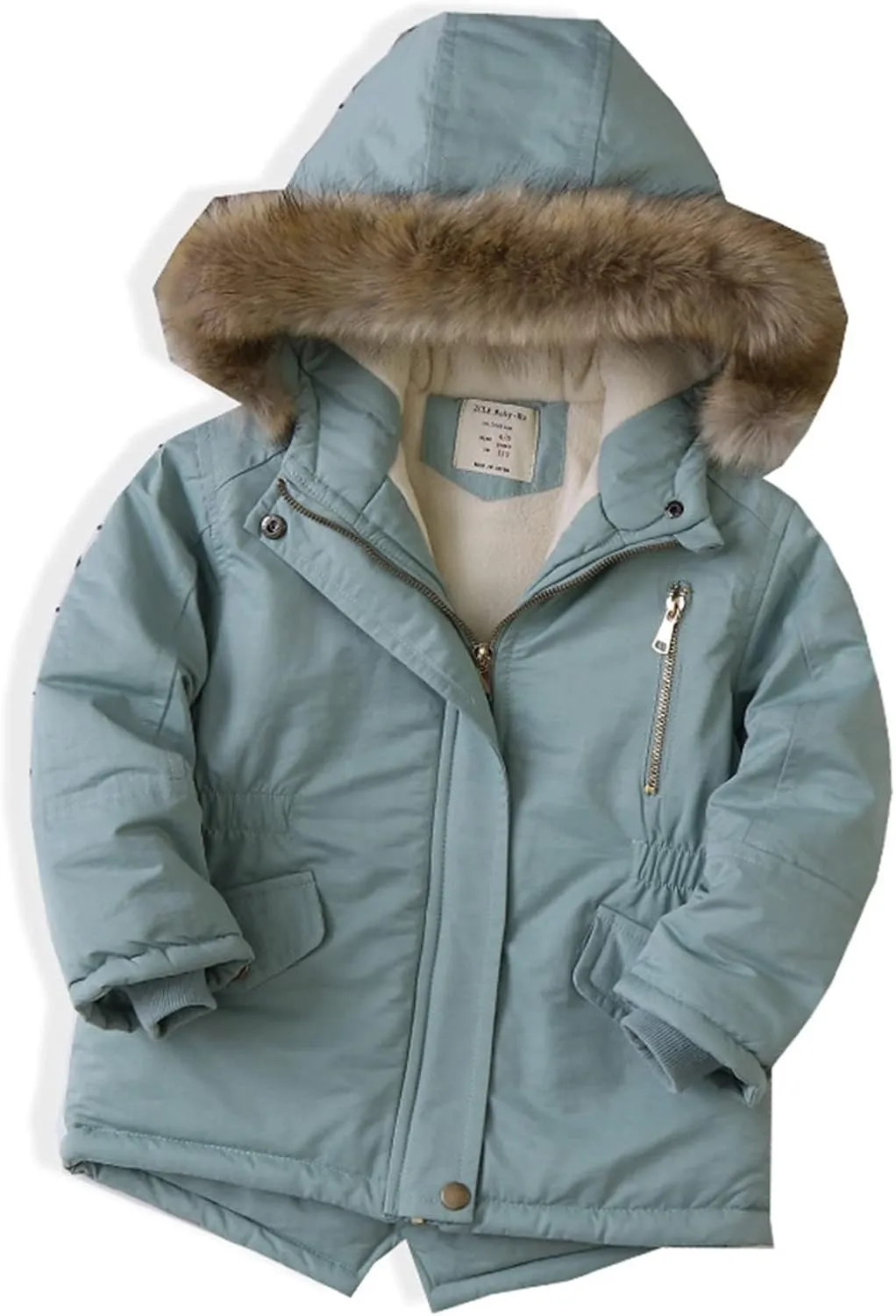 for Kids Boys Baby Girls Boys Autumn Winter Warm Thick Padded Cotton Long Sleeve Fleece Hooded Coat Jacket