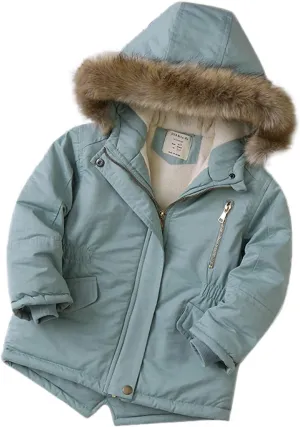 for Kids Boys Baby Girls Boys Autumn Winter Warm Thick Padded Cotton Long Sleeve Fleece Hooded Coat Jacket