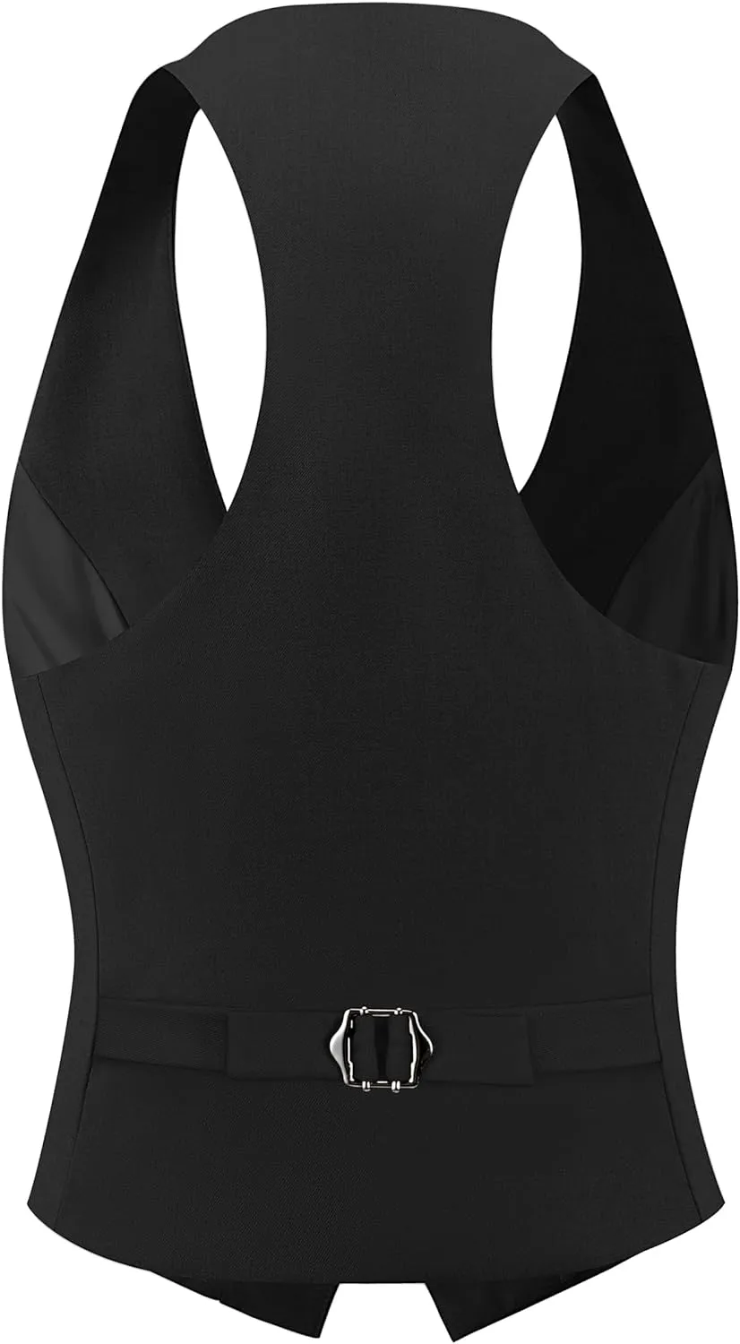 Foucome Vest for Women Dressy Casual Suit Vests Versatile Steampunk Racerback Waistcoat Vest Tops