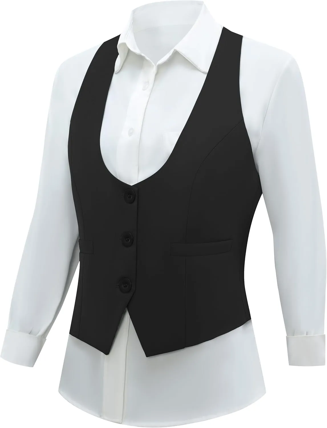 Foucome Vest for Women Dressy Casual Suit Vests Versatile Steampunk Racerback Waistcoat Vest Tops