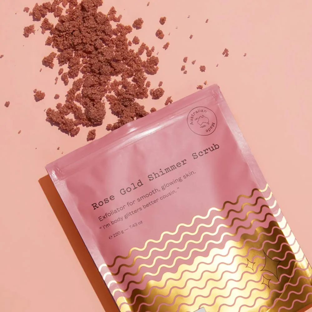 Frank Body Rose Gold Shimmer Scrub | Natural & Cruelty Free Exfoliating Sugar Body Scrub | Hydrating Vegan Skin Care Scrub Contains Mica, Leaving Your Skin Smooth & Shimmery | 1ct, 220g -- 7.43oz