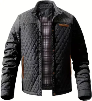 FTIMILD Men's Diamond Quilted Puffer Down Jacket Lightweight Casual Button Down Coats