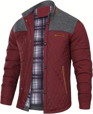 FTIMILD Men's Diamond Quilted Puffer Down Jacket Lightweight Casual Button Down Coats