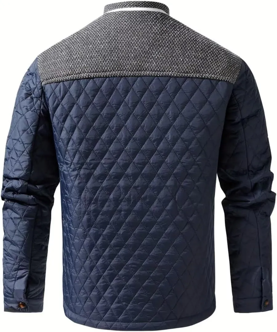 FTIMILD Men's Diamond Quilted Puffer Down Jacket Lightweight Casual Button Down Coats