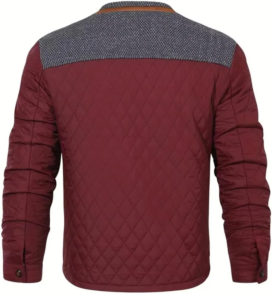 FTIMILD Men's Diamond Quilted Puffer Down Jacket Lightweight Casual Button Down Coats