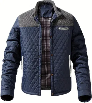 FTIMILD Men's Diamond Quilted Puffer Down Jacket Lightweight Casual Button Down Coats