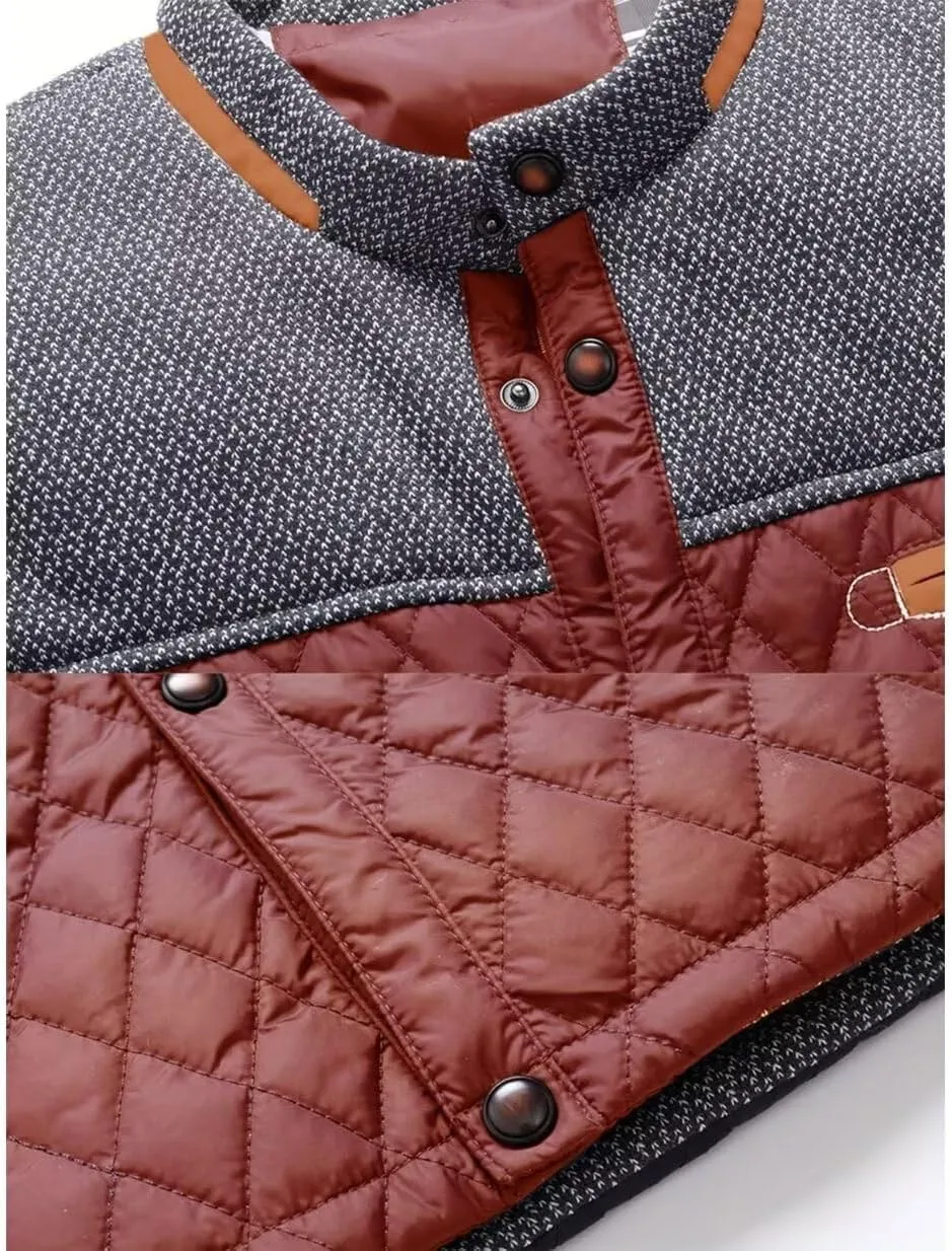 FTIMILD Men's Diamond Quilted Puffer Down Jacket Lightweight Casual Button Down Coats