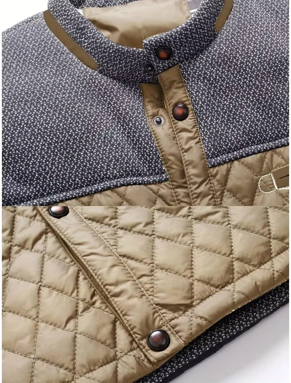 FTIMILD Men's Diamond Quilted Puffer Down Jacket Lightweight Casual Button Down Coats