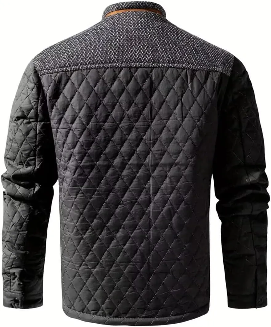 FTIMILD Men's Diamond Quilted Puffer Down Jacket Lightweight Casual Button Down Coats