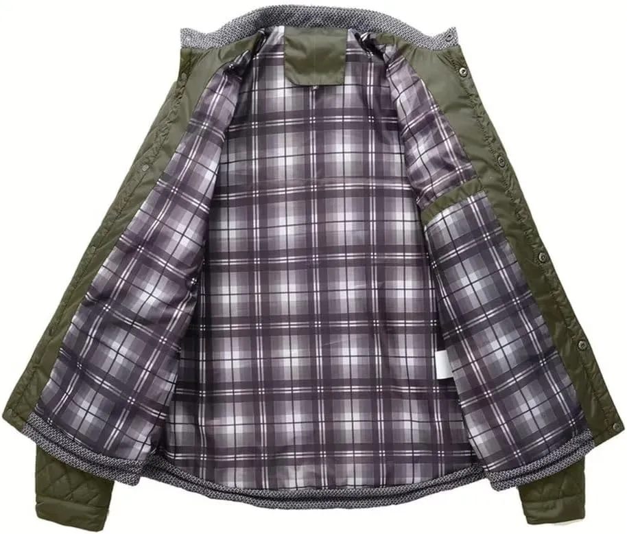 FTIMILD Men's Diamond Quilted Puffer Down Jacket Lightweight Casual Button Down Coats