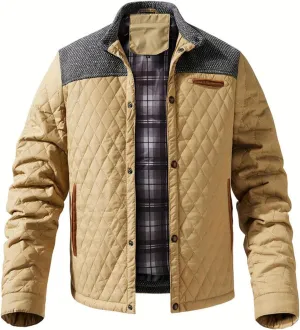 FTIMILD Men's Diamond Quilted Puffer Down Jacket Lightweight Casual Button Down Coats