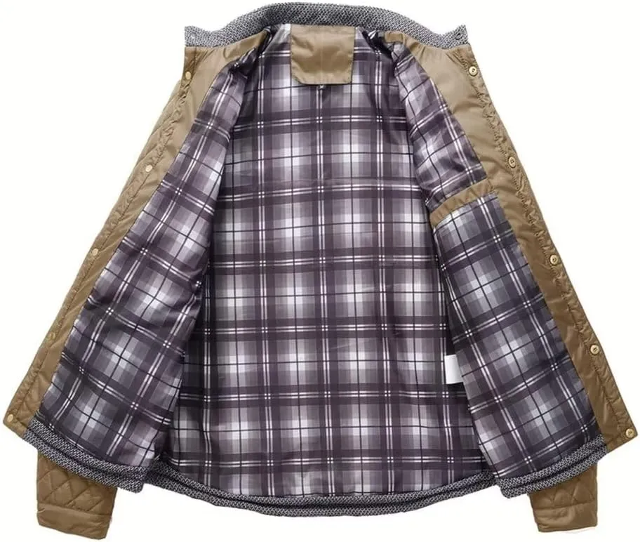 FTIMILD Men's Diamond Quilted Puffer Down Jacket Lightweight Casual Button Down Coats