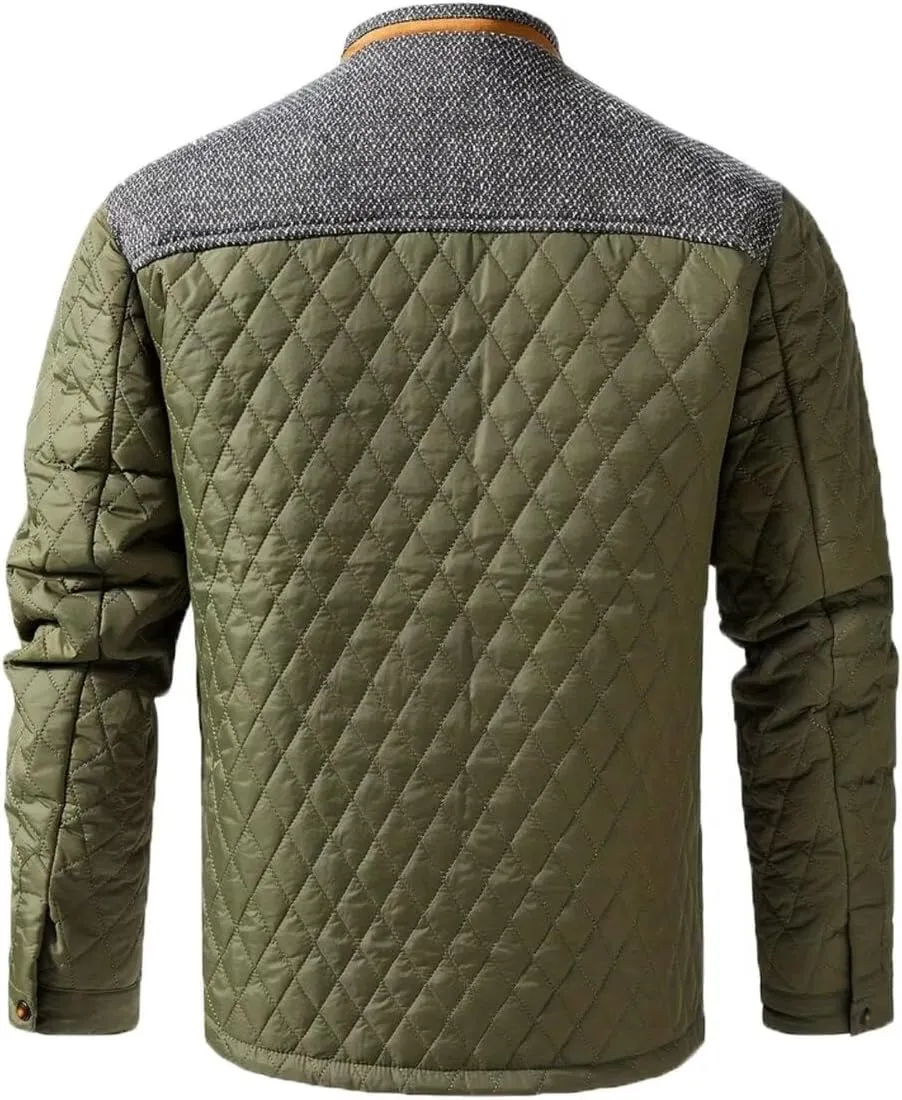 FTIMILD Men's Diamond Quilted Puffer Down Jacket Lightweight Casual Button Down Coats