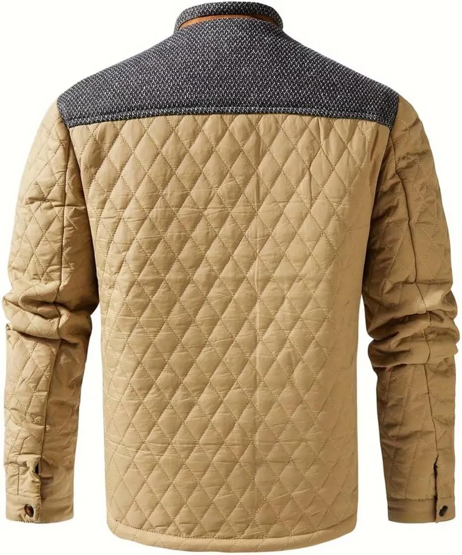 FTIMILD Men's Diamond Quilted Puffer Down Jacket Lightweight Casual Button Down Coats