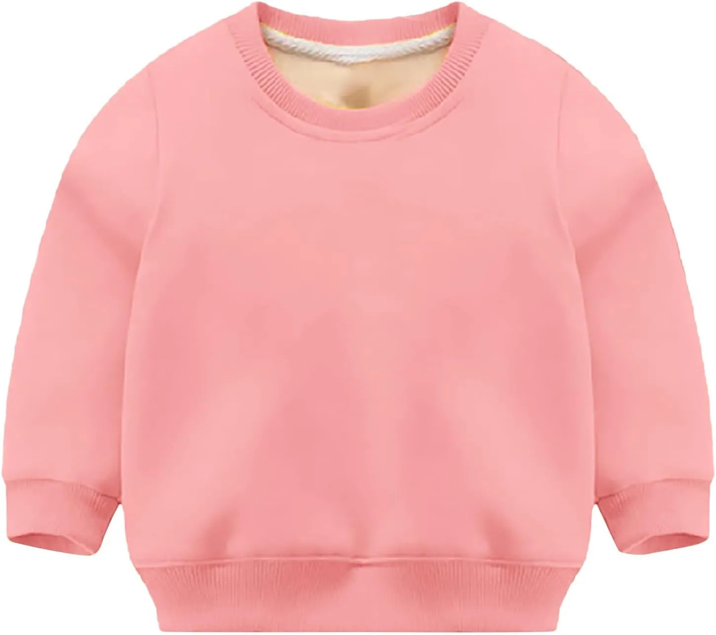 Girls and Toddlers' Winter Sherpa Lined Crewneck Sweatshirt Pullover Tops Kids Fleece Sweatshirt Boys Cotton Shirt
