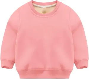 Girls and Toddlers' Winter Sherpa Lined Crewneck Sweatshirt Pullover Tops Kids Fleece Sweatshirt Boys Cotton Shirt