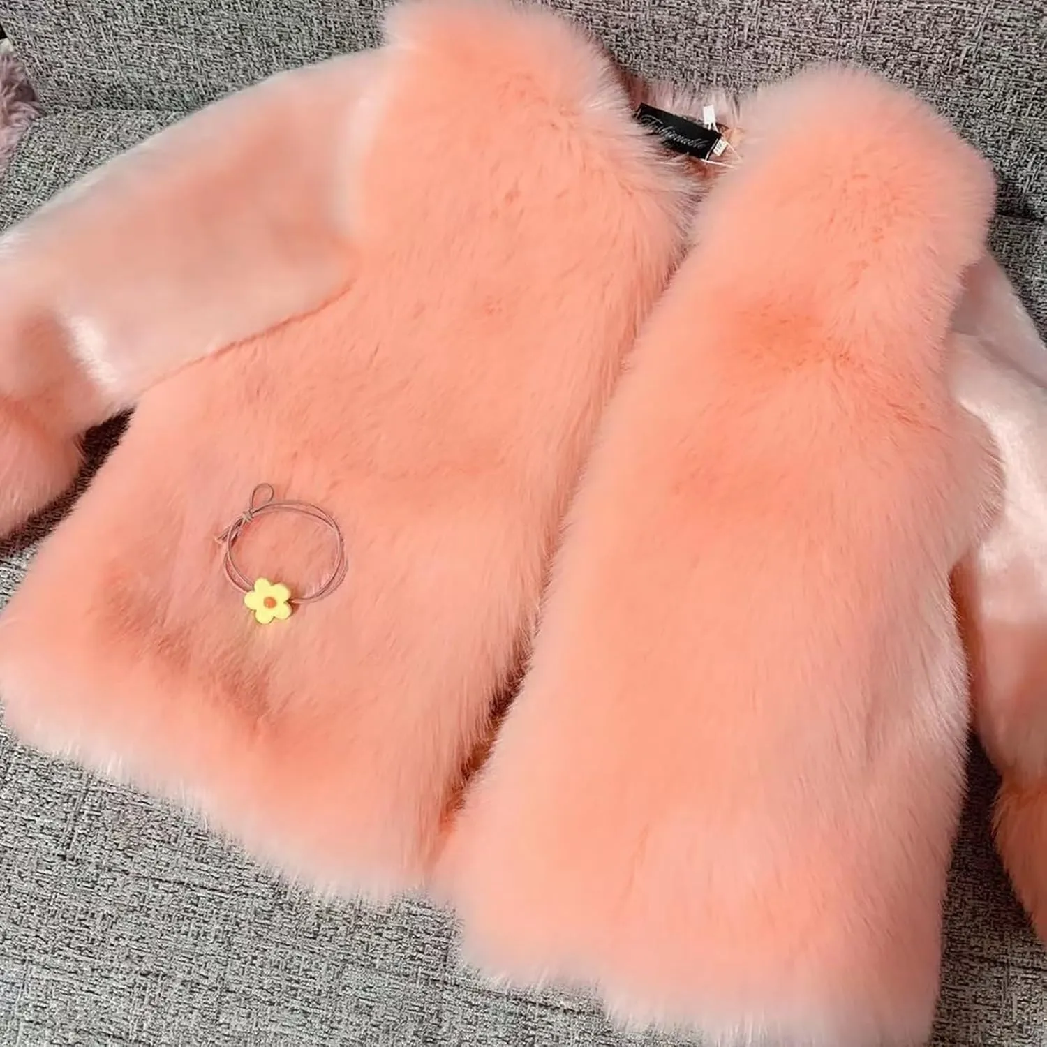 Girls Faux Fur Jacket Kids Winter Dress Coat Toddler Fuzzy Fleece Jacket Elegant Princess Coat Trendy Thicken Overcoat