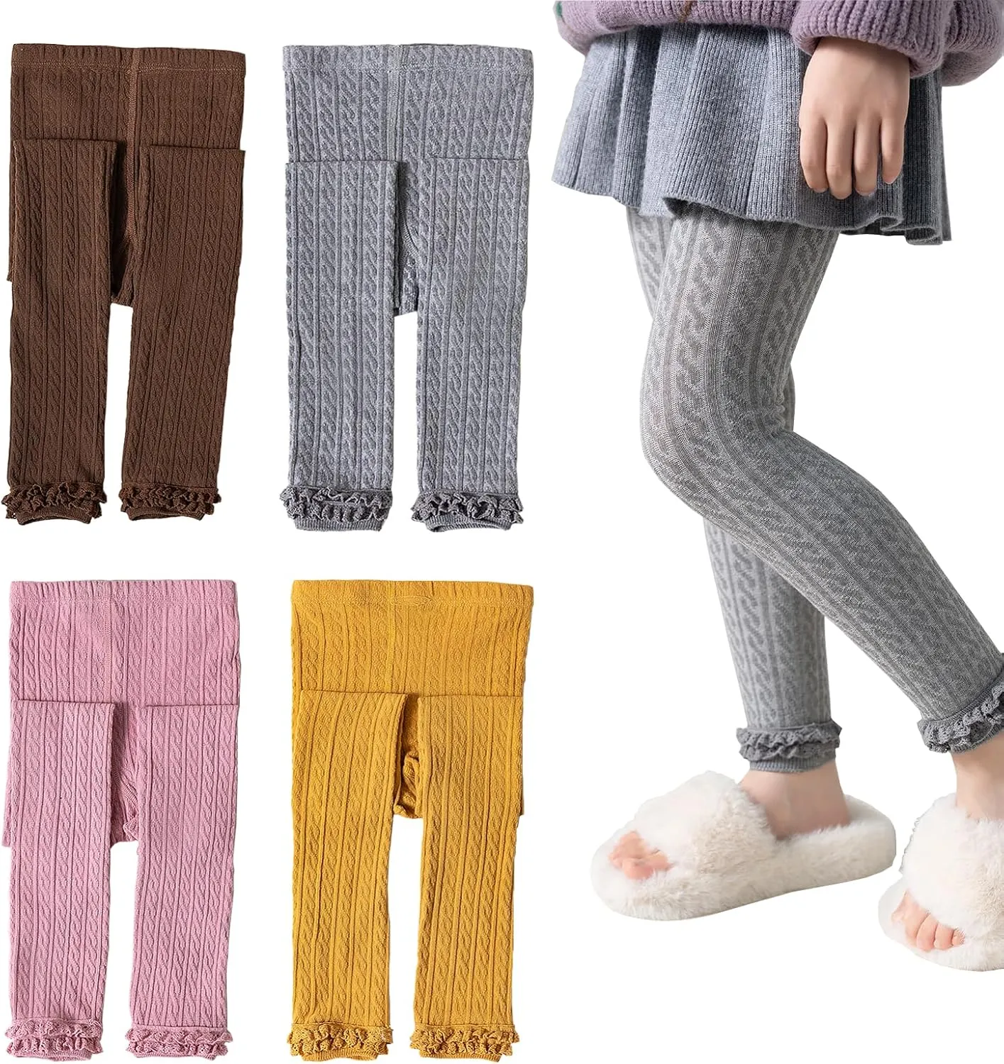 Girls Leggings for Little Girls, (2 Pack) Toddler Girl Pants Leggings for Baby Tights Multiple Colors 2-9 Years