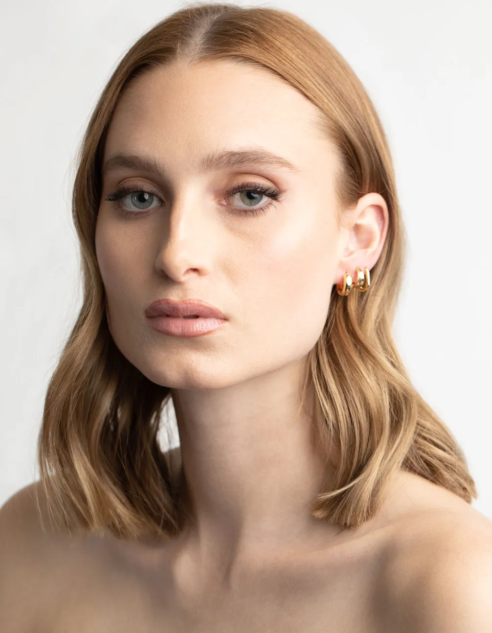 Gold Plated Simple Huggie Hoop Earring Stack 6-Pack