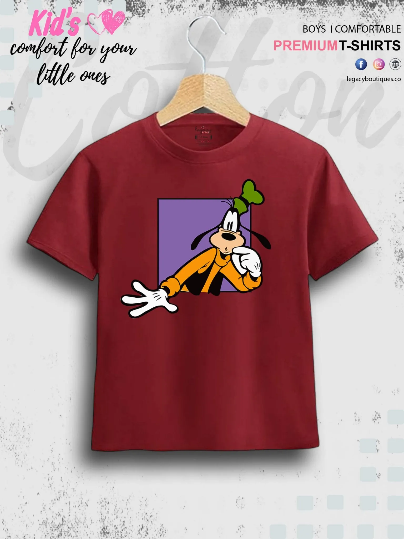 Goofy Dog Print 1 To 11 Year Boys Summer Time T-Shirt In Cheapest Price Only In Dhaka