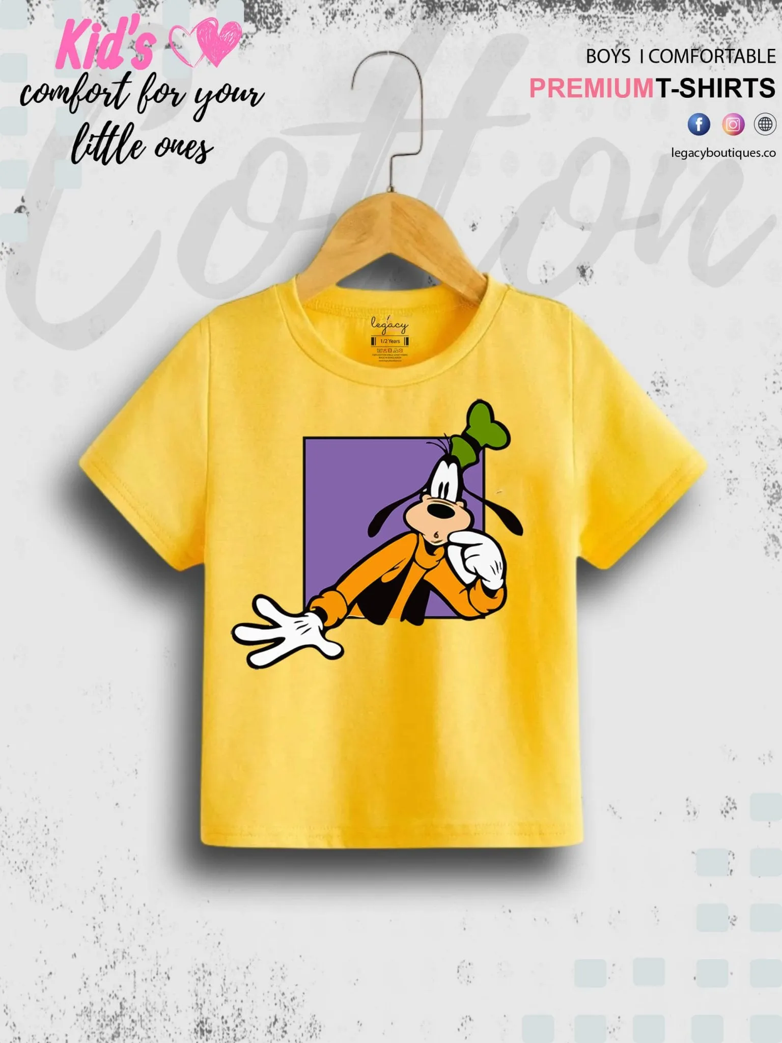 Goofy Dog Print 1 To 11 Year Boys Summer Time T-Shirt In Cheapest Price Only In Dhaka