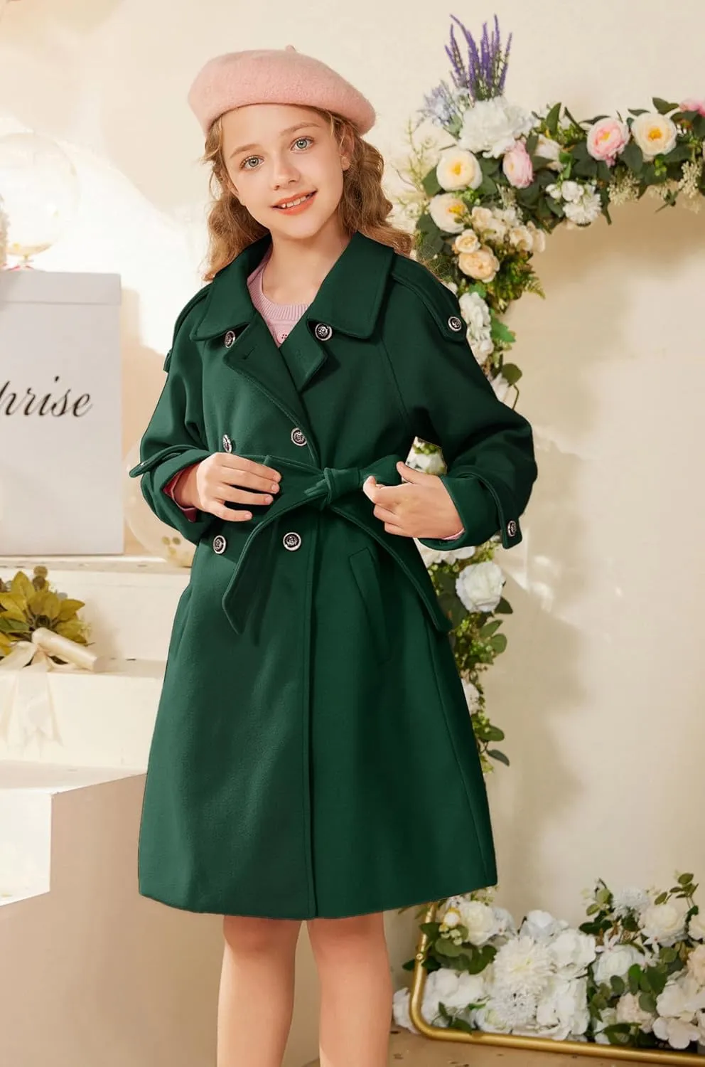 GRACE KARIN Girls Dress Coat Lapel Blend Winter Kids Jackets Coat Size 5-12