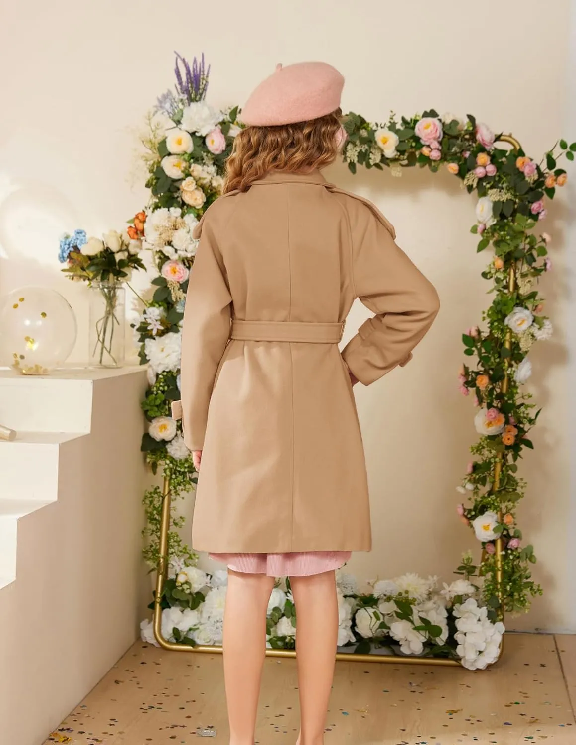 GRACE KARIN Girls Dress Coat Lapel Blend Winter Kids Jackets Coat Size 5-12