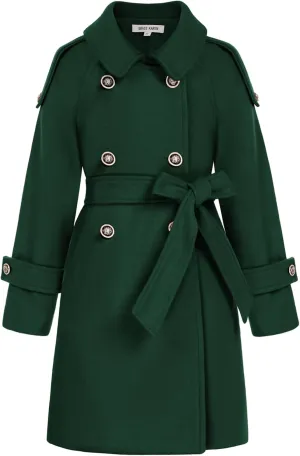 GRACE KARIN Girls Dress Coat Lapel Blend Winter Kids Jackets Coat Size 5-12