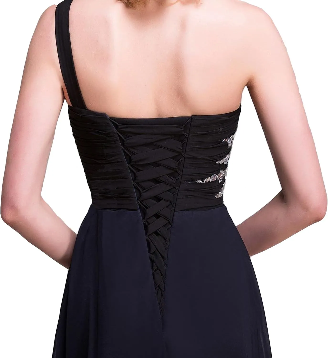 Gradient Ombre Chiffon Long Beaded A Line Formal Prom Evening Dresses