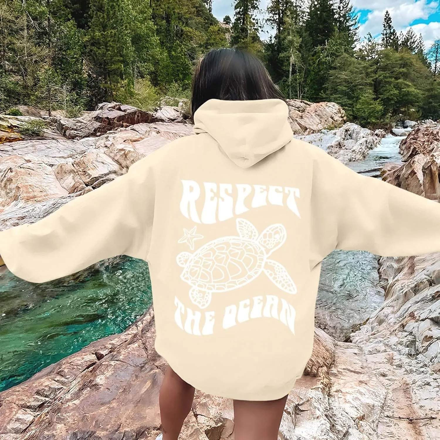 Graphic Crewneck Sweatshirts Women Pullover Ocean Beach Sunset Hoodie - Ocean Beach Hoodie Aesthetic