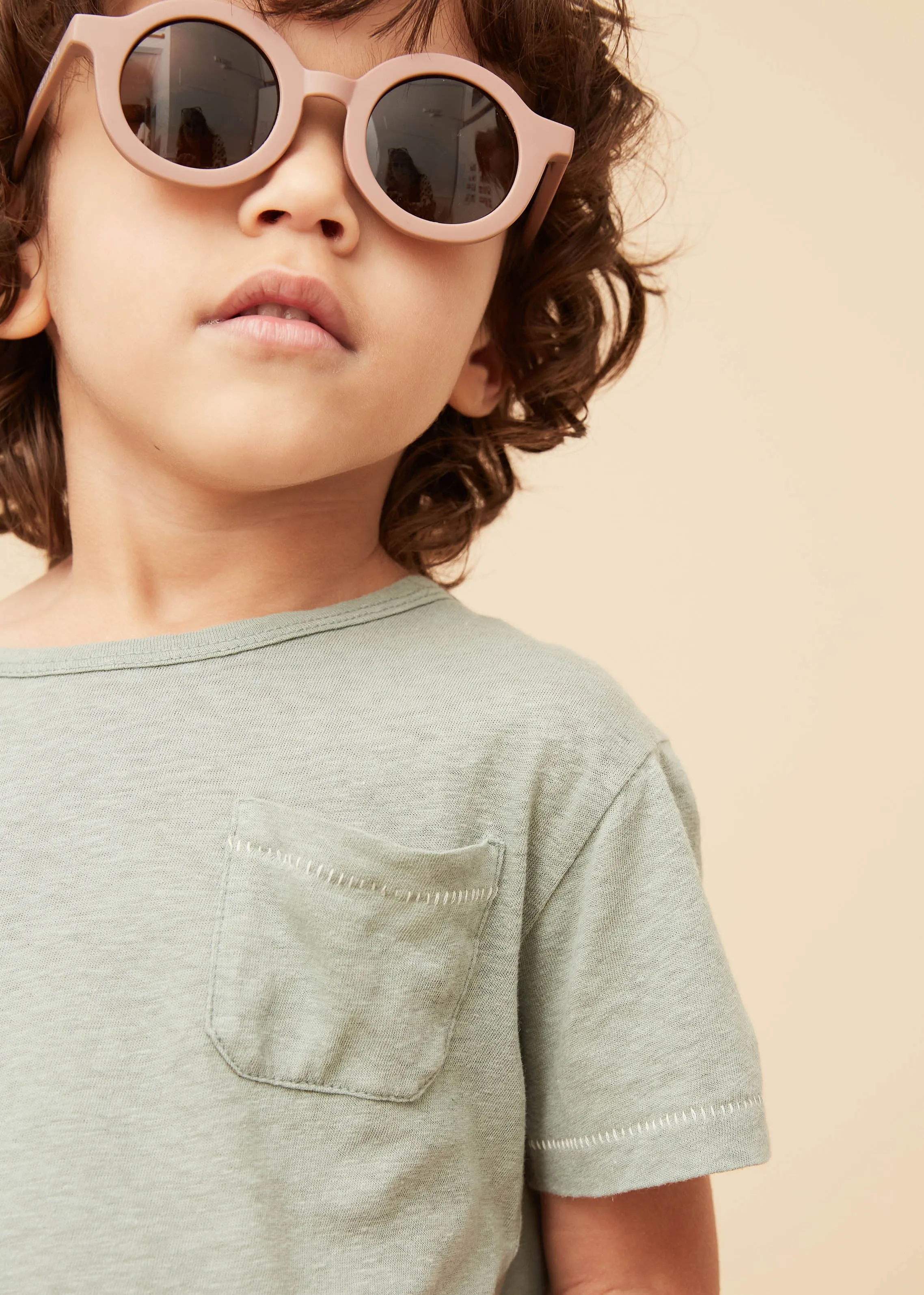 Grey Green Linen Cotton T-Shirt