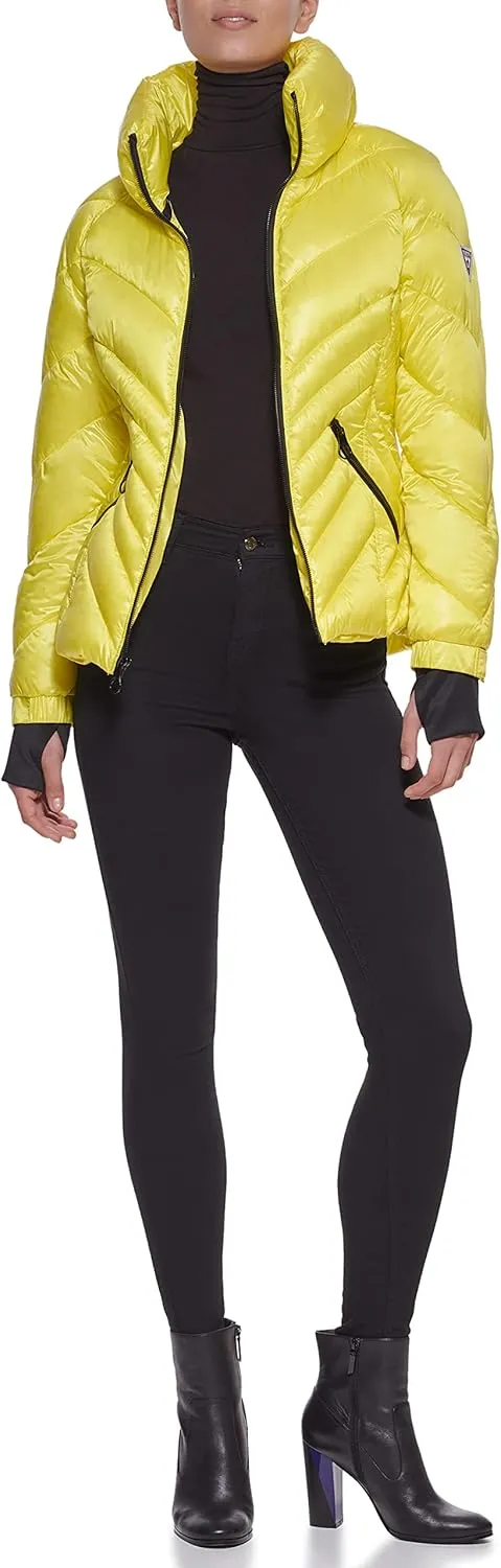GUESS Women's Puffer Storm Cuffs Quilted, Transitional Jacket