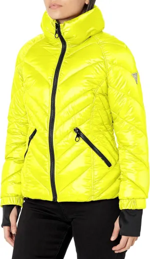 GUESS Women's Puffer Storm Cuffs Quilted, Transitional Jacket