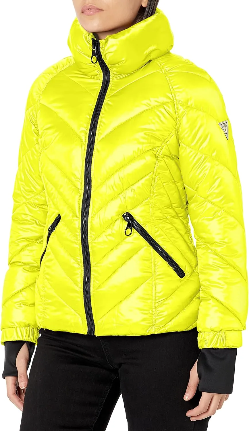 GUESS Women's Puffer Storm Cuffs Quilted, Transitional Jacket