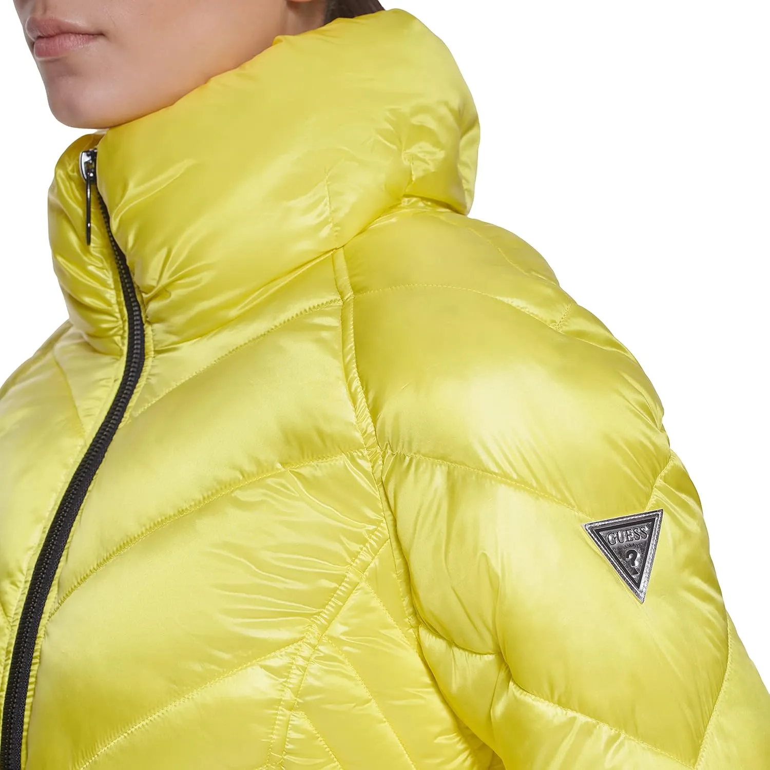 GUESS Women's Puffer Storm Cuffs Quilted, Transitional Jacket