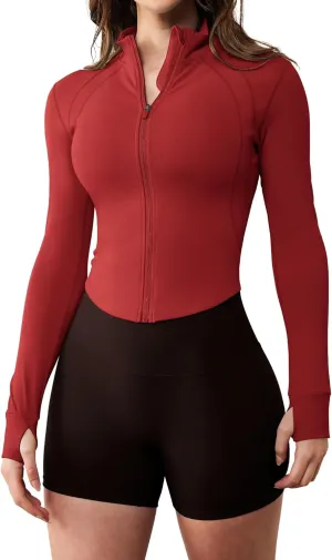 GYM RAINBOW Womens Zip Up Athletic Jacket Lightweight Contour Fit Gym Fitness Workout Jackets with Thumb Holes