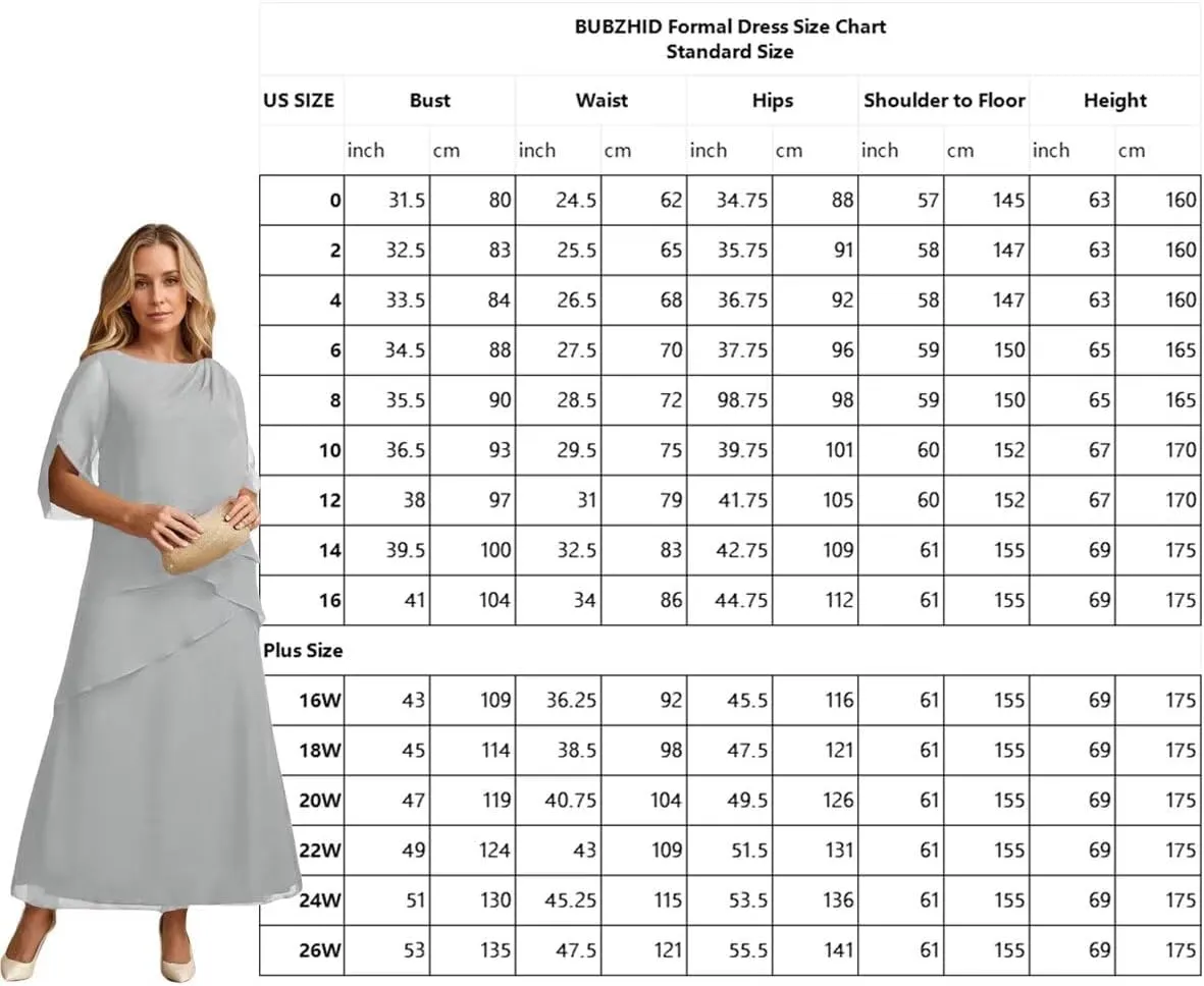 Half Sleeve Mother of The Bride Dresses for Women Ruffle Chiffon Formal Evening Gown for Wedding