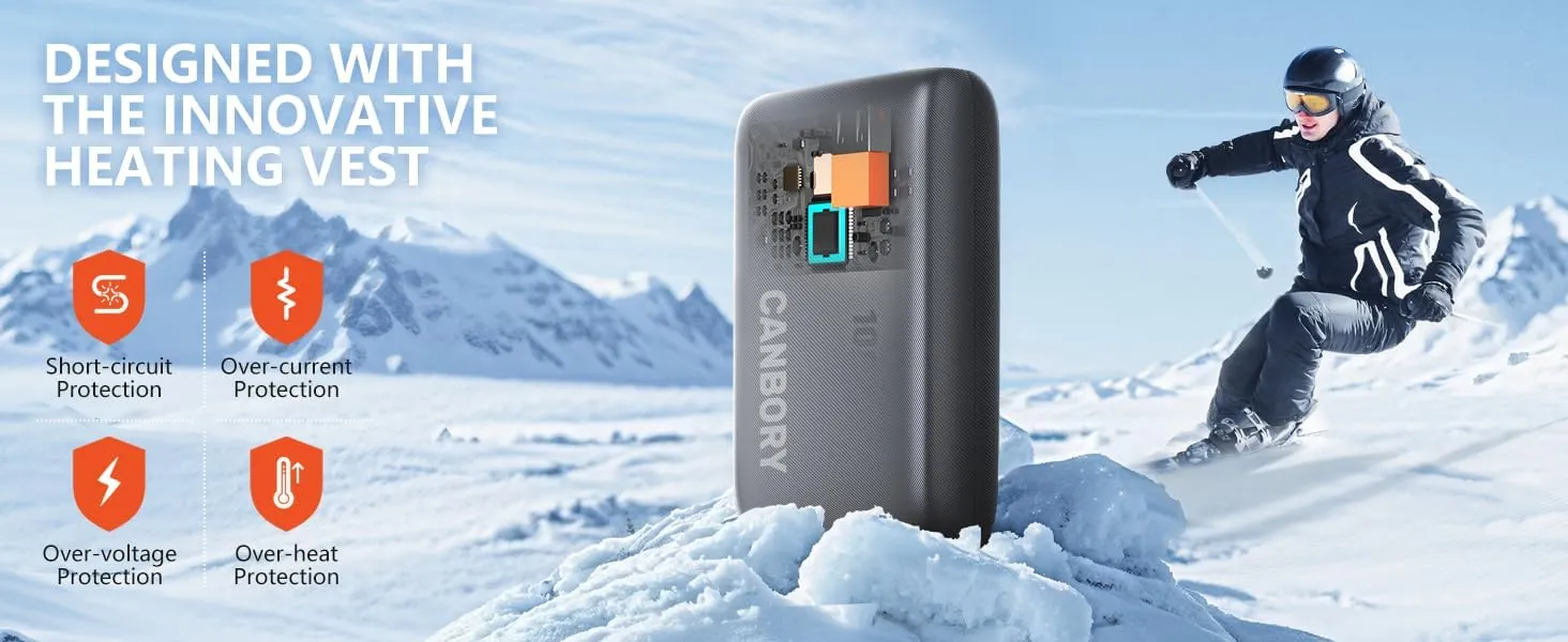 Heated Vest Battery Pack, 5V 2A/3A USB-C Out/in Power Bank for Heated Jacket Heated Pad Heated Hoodies Pocket Size