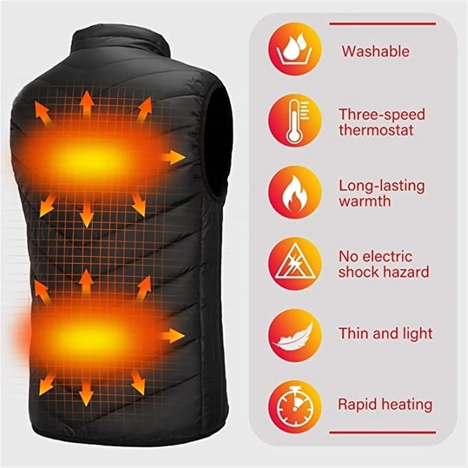 Heated Vest USB Electric Heated Vest Heating Jacket Winter Vests for Outdoor Motorcycle Camping Fishing Skiing