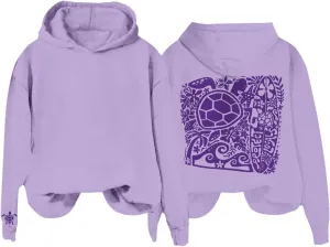 Heevina Pink Palm Puff Hoodie Women Turtle Starfish Surfboard Floral Top Hooded Sweatshirt