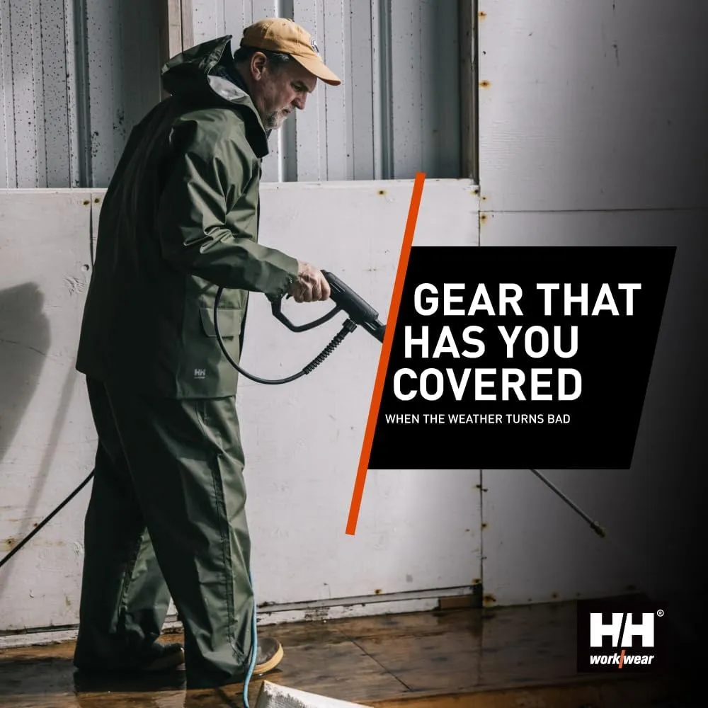 Helly-Hansen Workwear Mandal Adjustable Waterproof Jackets for Men - Heavy Duty Comfortable PVC-Coated Protective Rain Coat