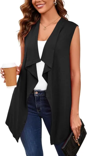 Heymoments Women's Sleeveless Open Front Cardigans Lightweight Casual Soft Summer Vests With Pockets S-2XL