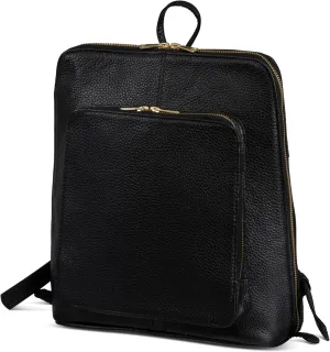 HIDES Tech Leather Backpack Purse Handcrafted Expandable Pockets Laptop Sleeve (Medium)
