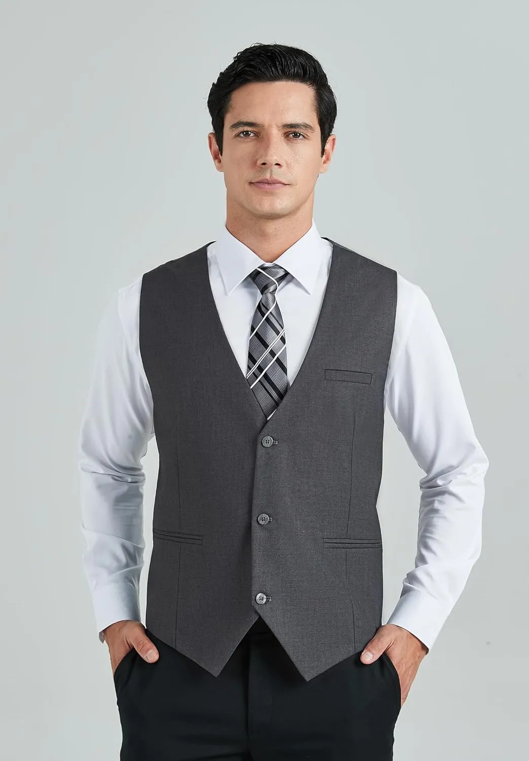 HISDERN Mens Suit Vest Business Formal Dress Vests for Men Solid Color Casual Wedding Tuxedo Party Waistcoat