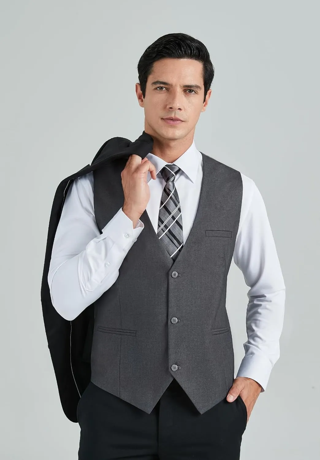 HISDERN Mens Suit Vest Business Formal Dress Vests for Men Solid Color Casual Wedding Tuxedo Party Waistcoat