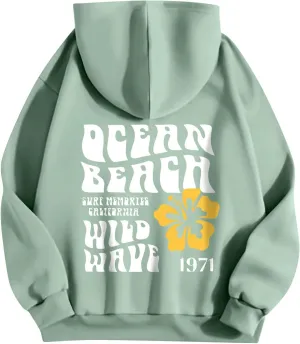 Hoodies For Teen Girls Letter Print Long Sleeve Drawstring Casual Graphic Pullover Cute Oversize Hoodie