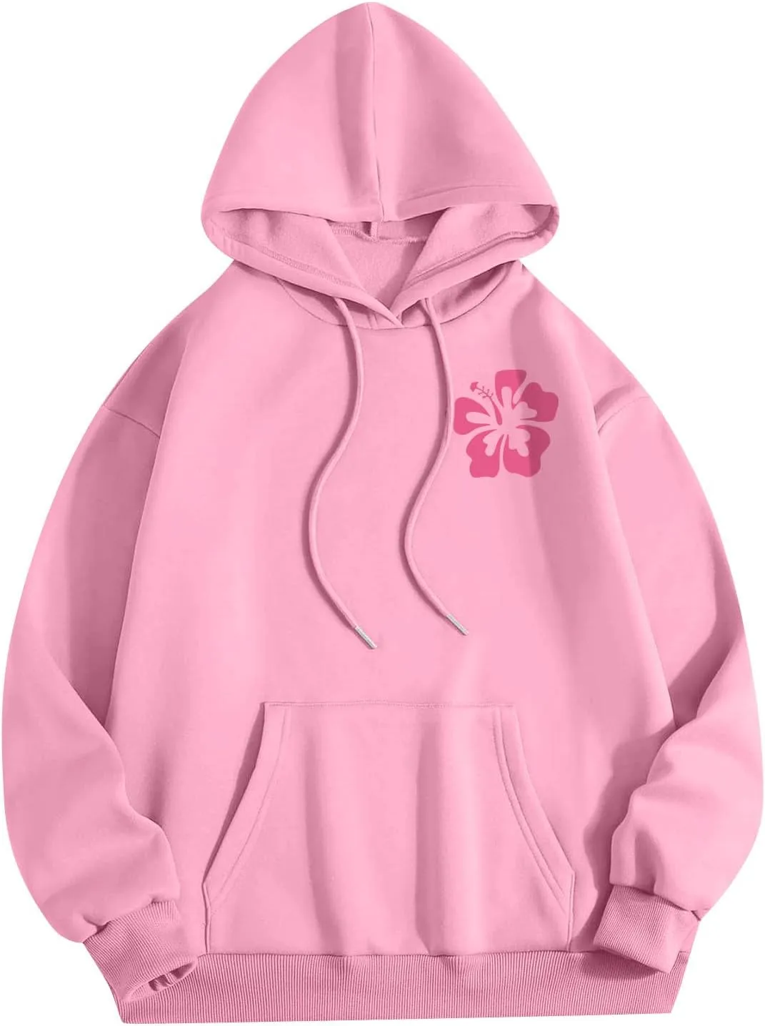 Hoodies for Women Plus Size Cute Long Sleeve Pullovers Drawstring Tops Loose Print Sweatshirts with Pocket